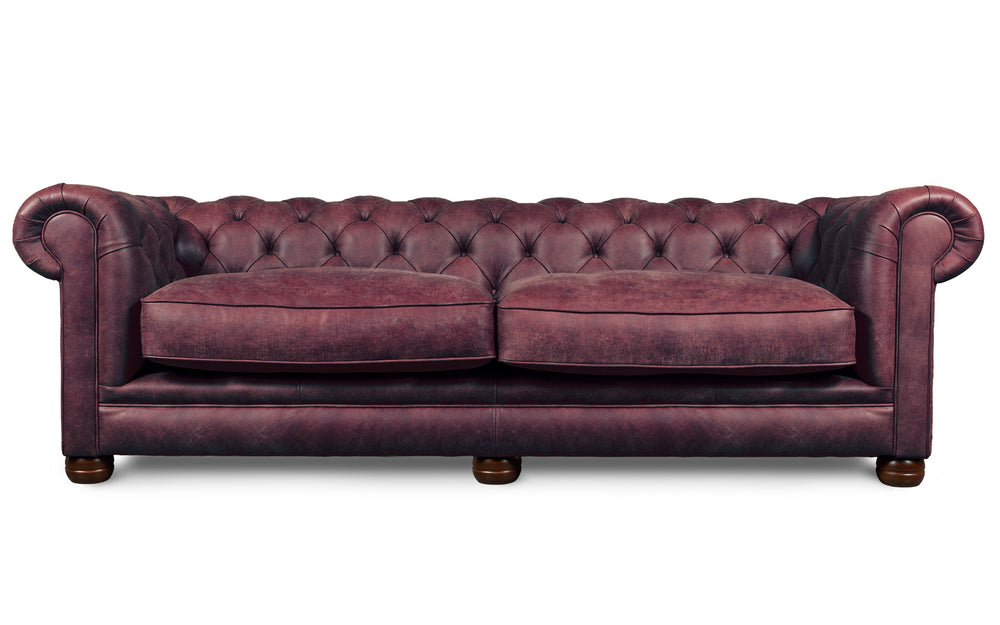 Huxley    4 seater Chesterfield in Wine Rustic leather
