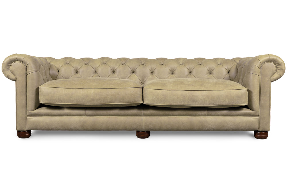 Huxley    5 seater Chesterfield in Ivory Rustic leather
