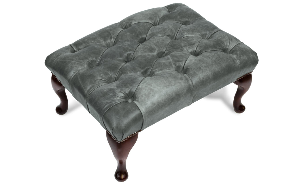 Grey leather footstool top