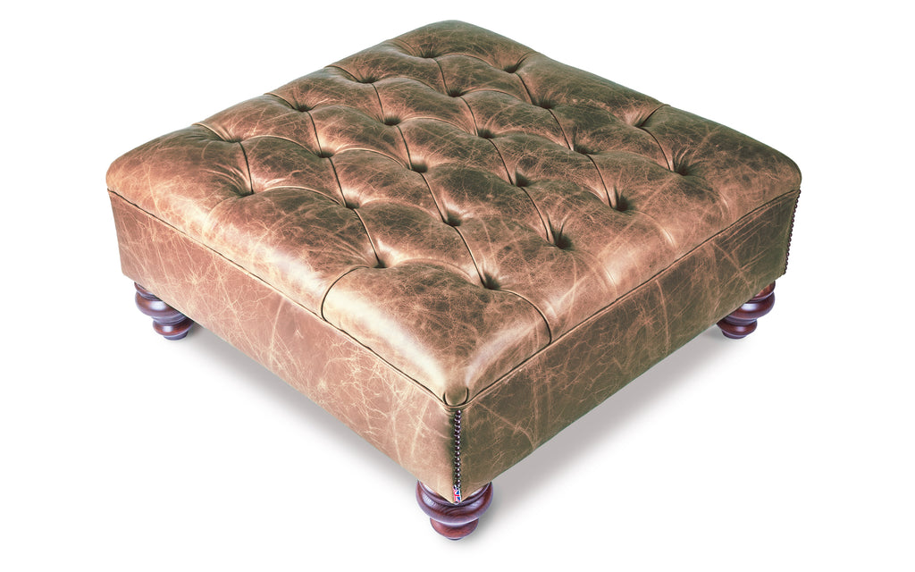 Dark brown sales leather pouffe