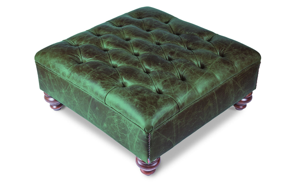 Hardy   footstool in Green Vintage leather

