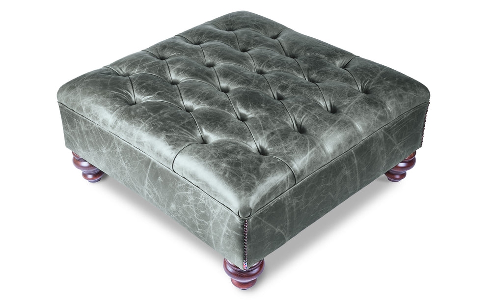 Hardy   footstool in Grey Vintage leather
