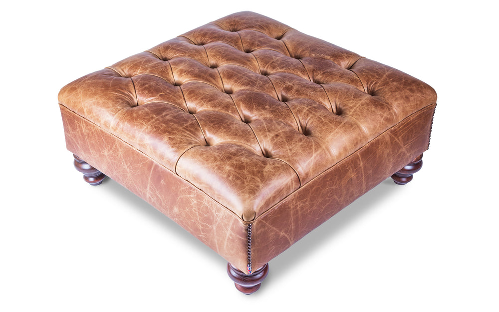 Hardy   footstool in Honey Vintage leather
