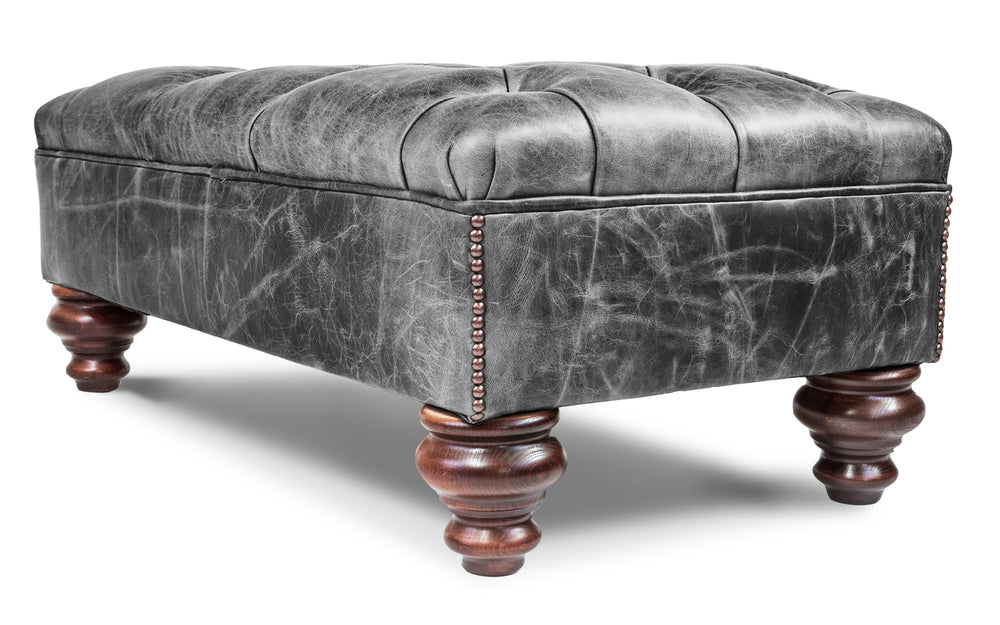 Laurel   footstool in Black Vintage leather
