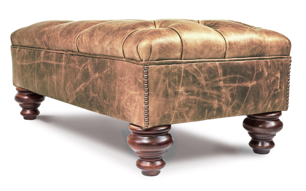 Vintage leather ottoman hot sale