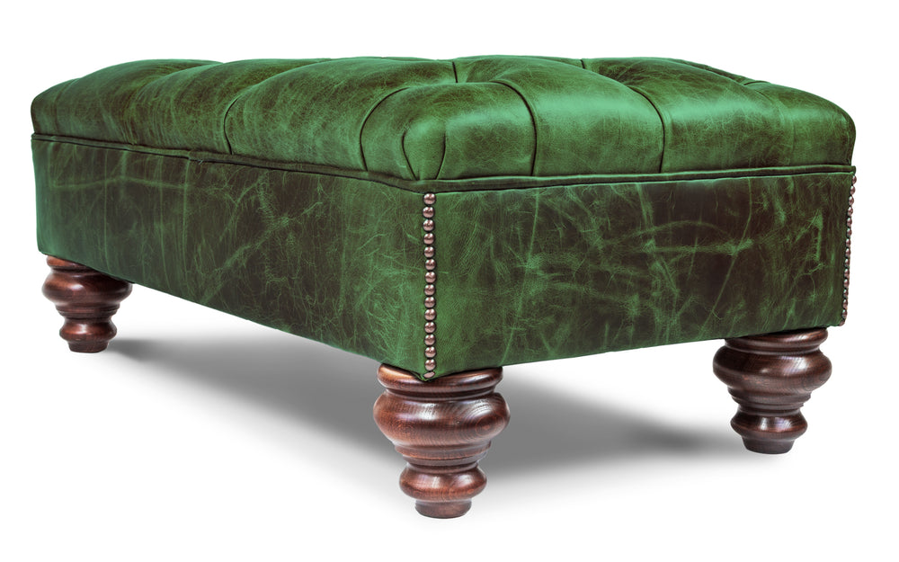 Laurel   footstool in Green Vintage leather
