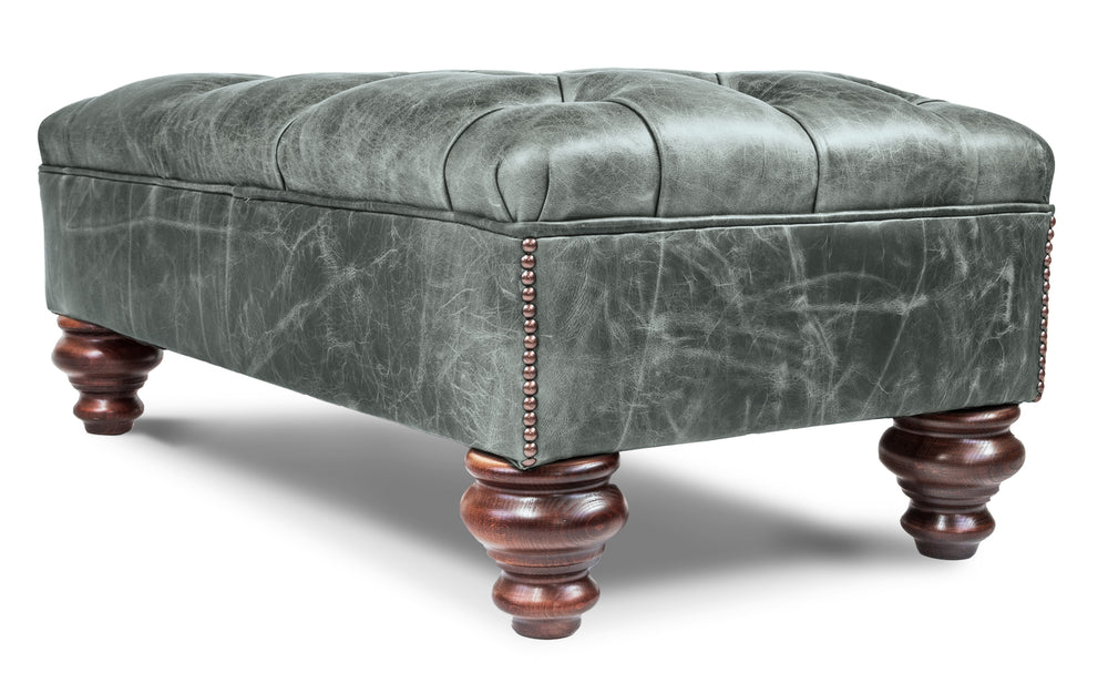 Laurel   footstool in Grey Vintage leather
