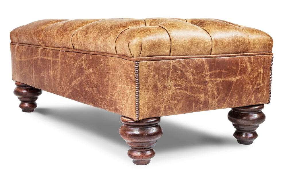 Laurel   footstool in Honey Vintage leather
