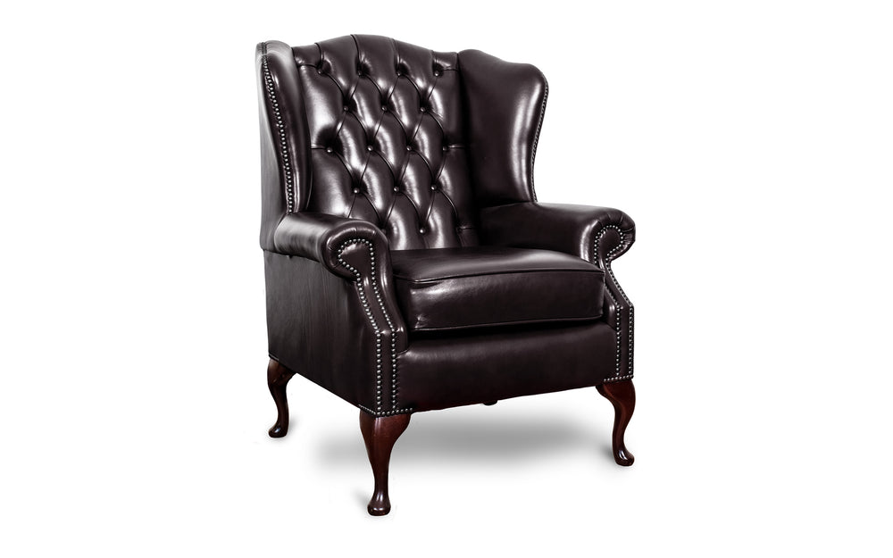 Dorothy   wing back chair in Ebony Heritage leather

