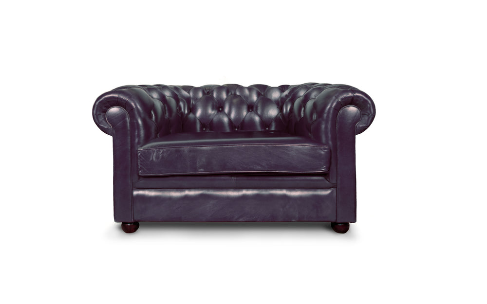 Huxley    1 seater Chesterfield in Midnight blue Heritage leather
