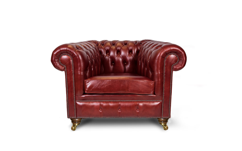 Monty    1 seater Chesterfield in Red wood Heritage leather
