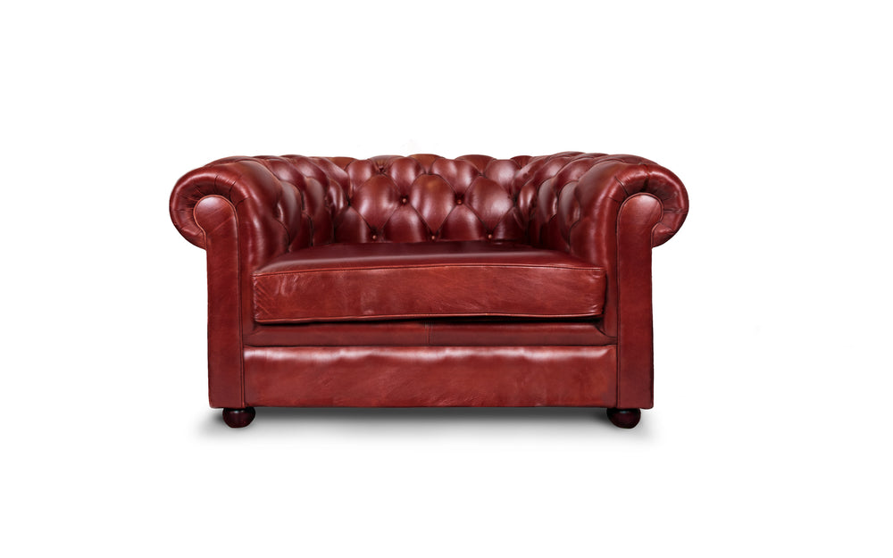 Huxley    Snuggler Chesterfield in Red wood Heritage leather
