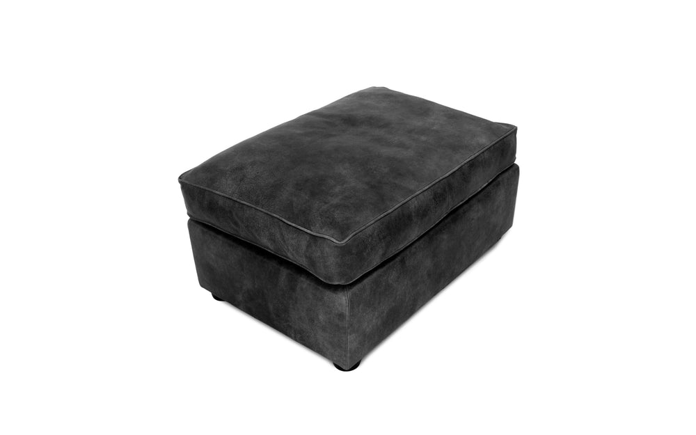 Chum rectangular   footstool in Black Vintage leather
