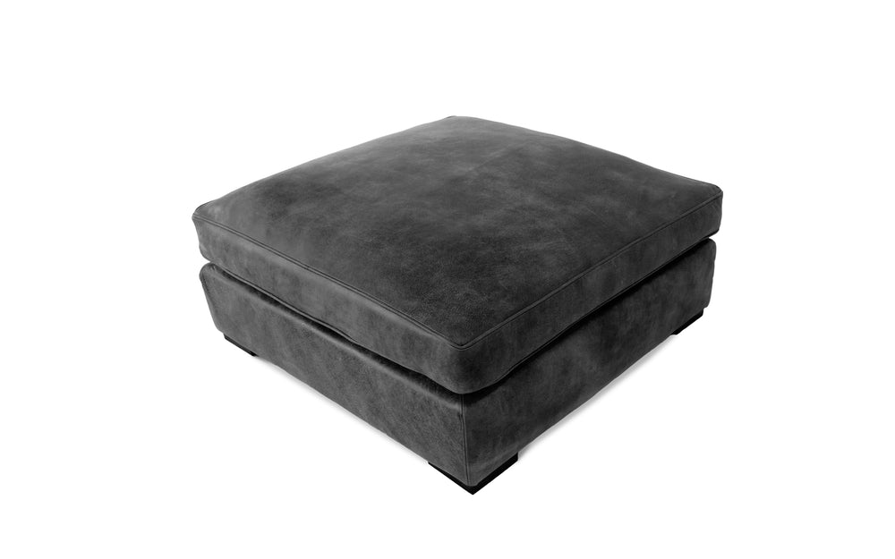 Sidekick large   footstool in Black Vintage leather

