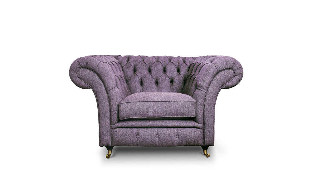 Florence    Chesterfield Chair in Amethyst Herringbone wool
