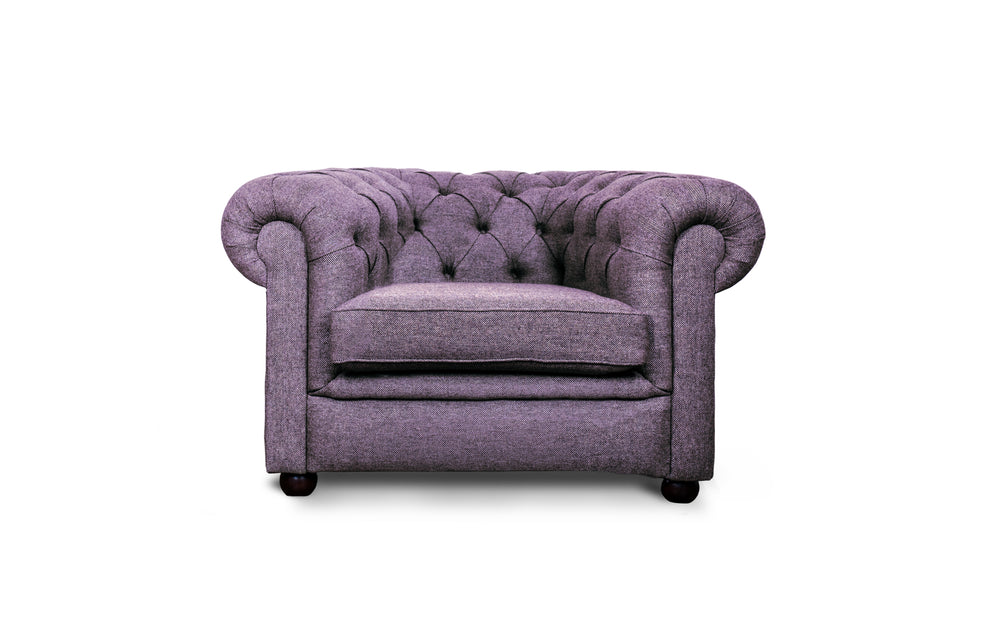 Huxley    Snuggler Chesterfield in Amethyst Herringbone wool
