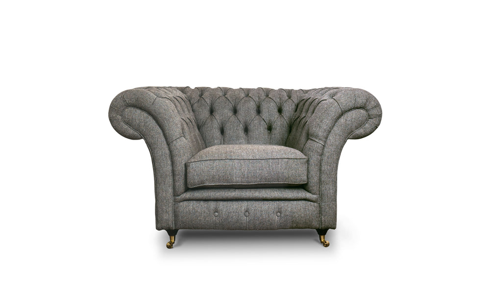 Florence    Chesterfield Chair in Hessian Herringbone wool
