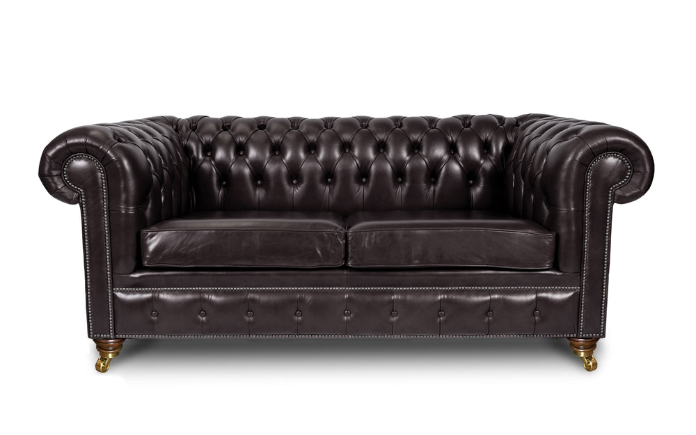 Monty    2 seater Chesterfield in Ebony Heritage leather - with Sofa Bed