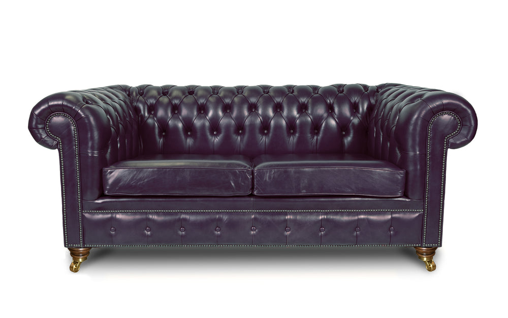 Monty    2 seater Chesterfield in Midnight blue Heritage leather
