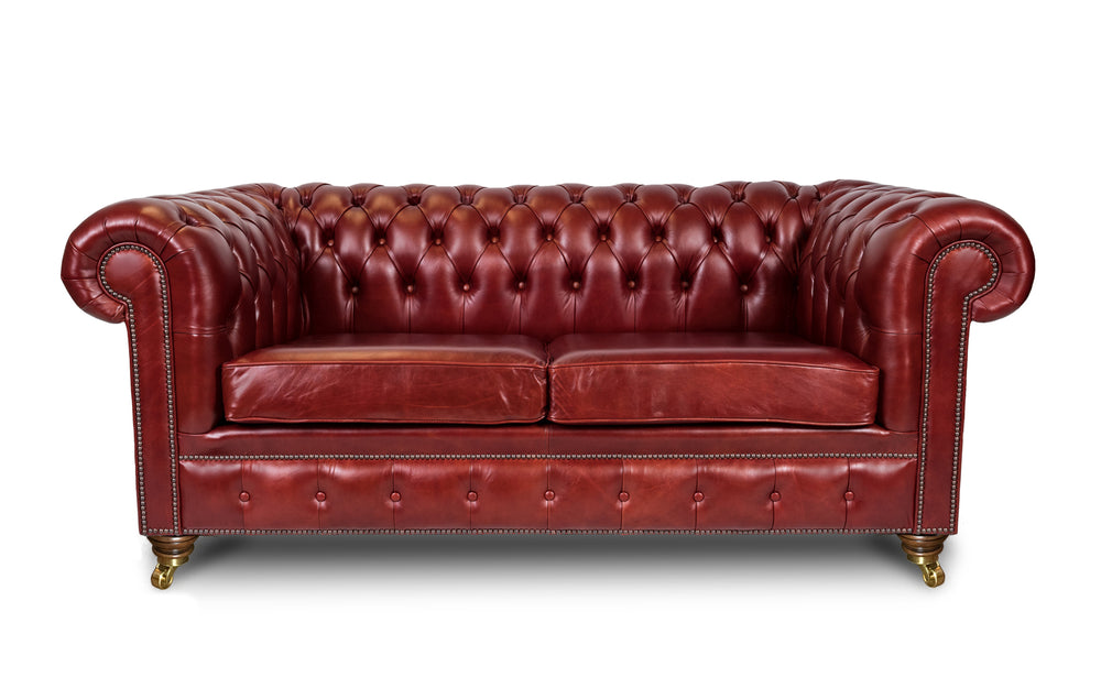Monty    2 seater Chesterfield in Red wood Heritage leather
