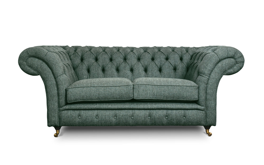 Florence    2 seater Chesterfield in Jade Herringbone wool
