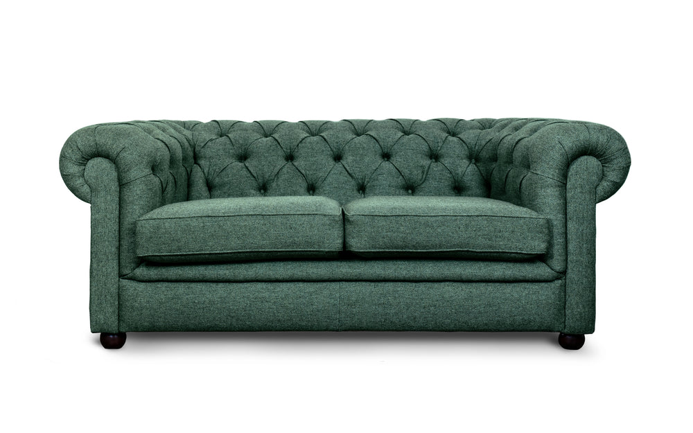 Huxley    2 seater Chesterfield in Jade Herringbone wool
