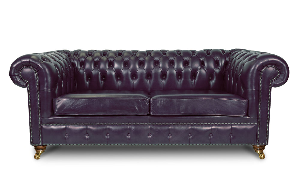 Monty    3 seater Chesterfield in Midnight blue Heritage leather
