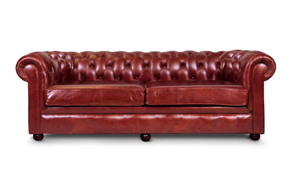 Huxley    3 seater Chesterfield in Red wood Heritage leather
