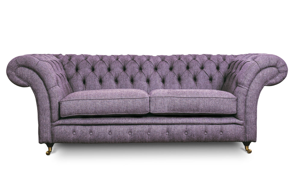 Florence    3 seater Chesterfield in Amethyst Herringbone wool
