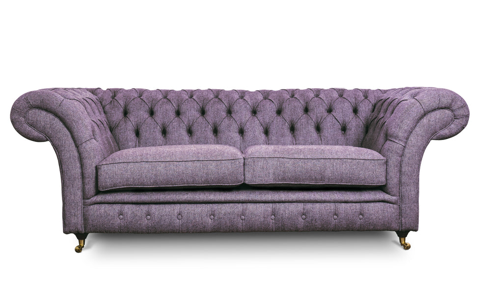 Florence    3 seater Chesterfield in Amethyst Herringbone wool - with Sofa Bed