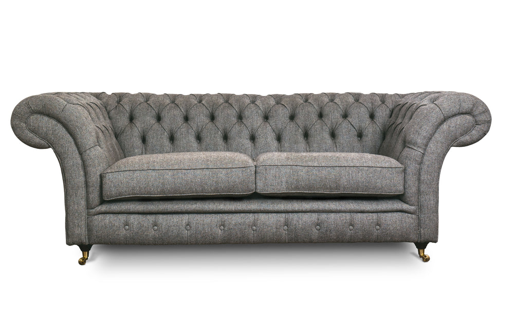 Florence    3 seater Chesterfield in Hessian Herringbone wool - with Sofa Bed
