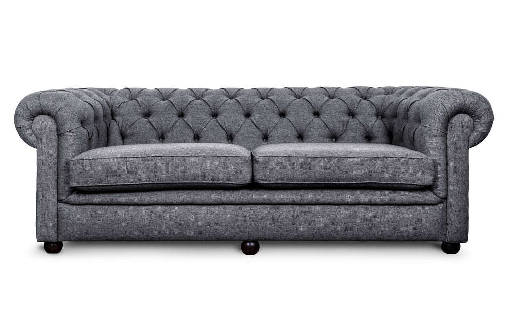 Huxley    3 seater Chesterfield in Dark grey Herringbone wool
