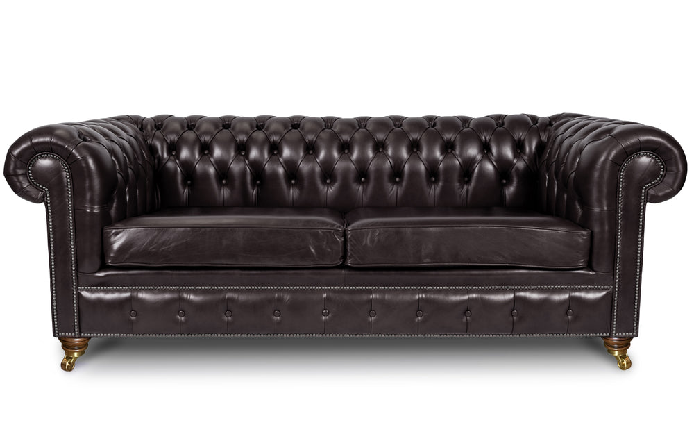 Monty    4 seater Chesterfield in Ebony Heritage leather
