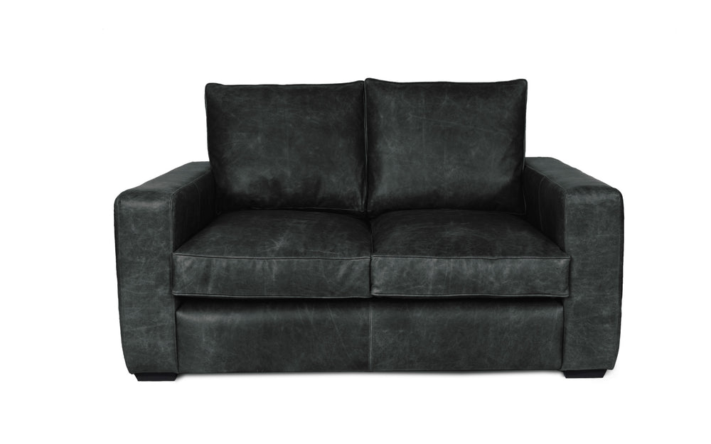 Dudley    2 seater large Sofa in Black Vintage leather - with Sofa Bed