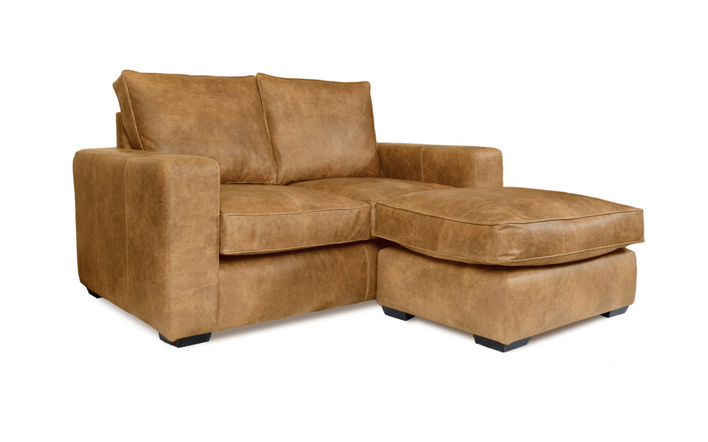 Rustic leather store corner sofa