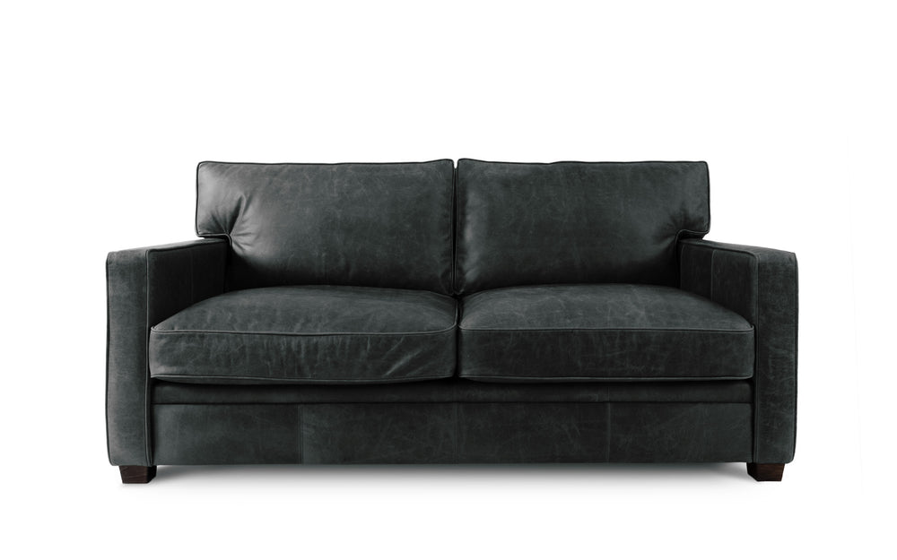 Atticus    2 seater Sofa in Black Vintage leather - with Sofa Bed