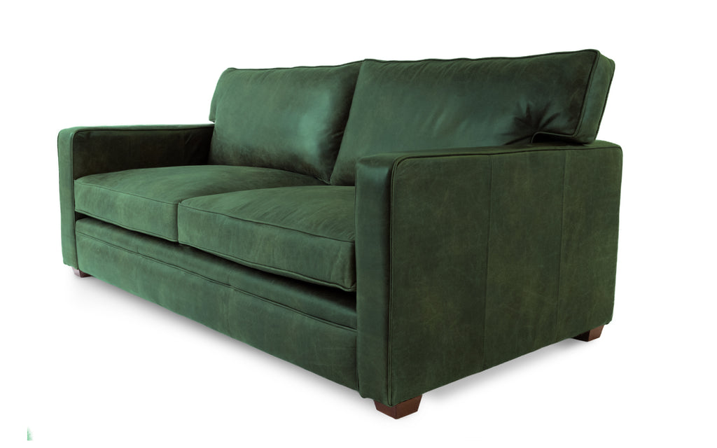 Atticus 3 seater Leather Sofa in Green Vintage Leather