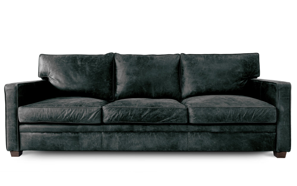 Atticus    4 seater Sofa in Black Vintage leather - with Sofa Bed