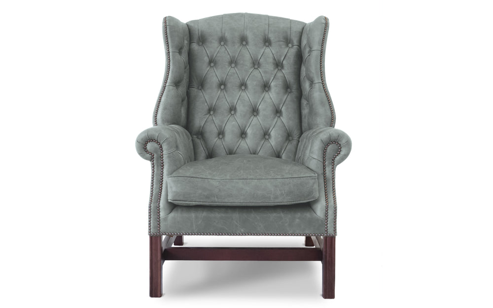 Clementine   wing back chair in Grey Vintage leather
