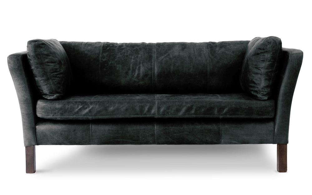 Black leather 4 seater sofa sales