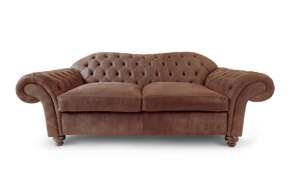 Victor    3 seater Chesterfield in Tawny Rustic leather
