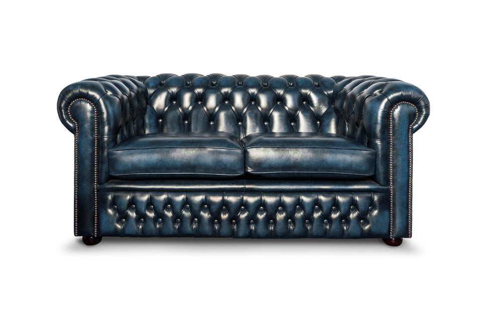 Sterling    2 seater Chesterfield in Blue Antique leather
