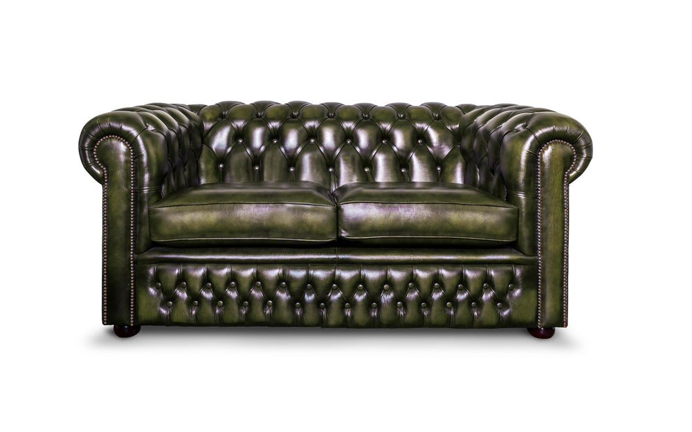 Sterling    2 seater Chesterfield in Green Antique leather
