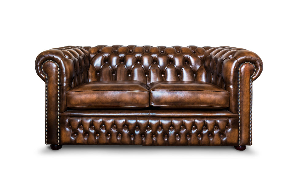 Sterling    2 seater Chesterfield in Tan Antique leather
