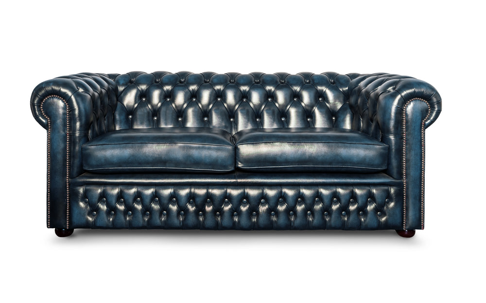 Sterling    3 seater Chesterfield in Blue Antique leather
