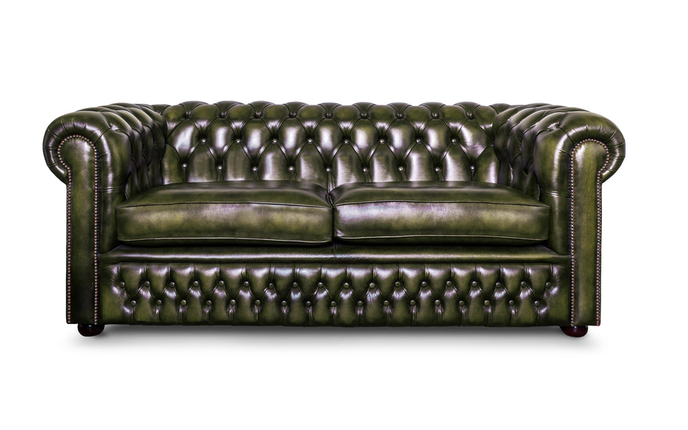 Sterling    3 seater Chesterfield in Green Antique leather
