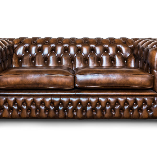 Tan shop chesterfield sofa