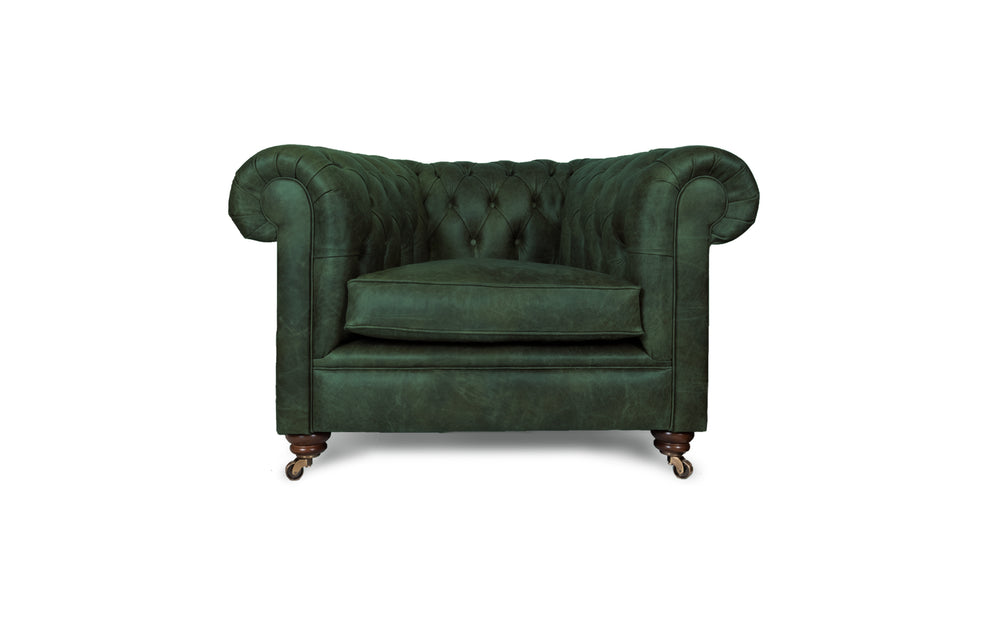 Bertie    Snuggler Chesterfield in Green Vintage leather
