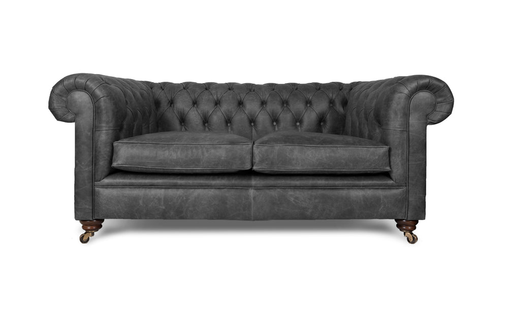 Bertie    2 seater Chesterfield in Black Vintage leather
