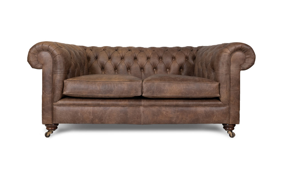 Bertie    2 seater Chesterfield in Dark brown Vintage leather
